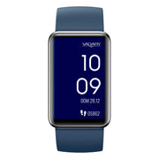 Vagary X05A-002VY con cassa in plastica nera da 27 mm e display digitale blu touch screen.